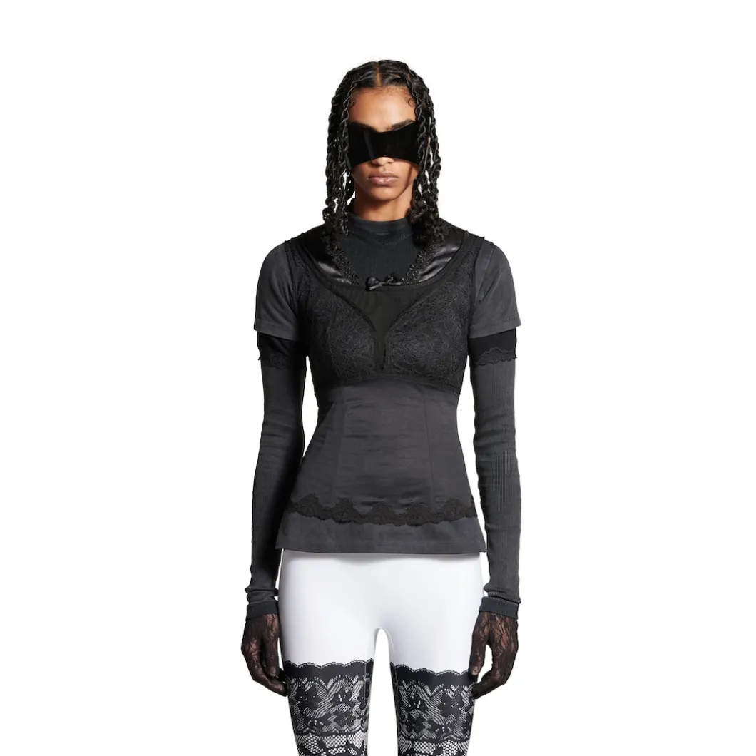 Women's Layered Top in Black