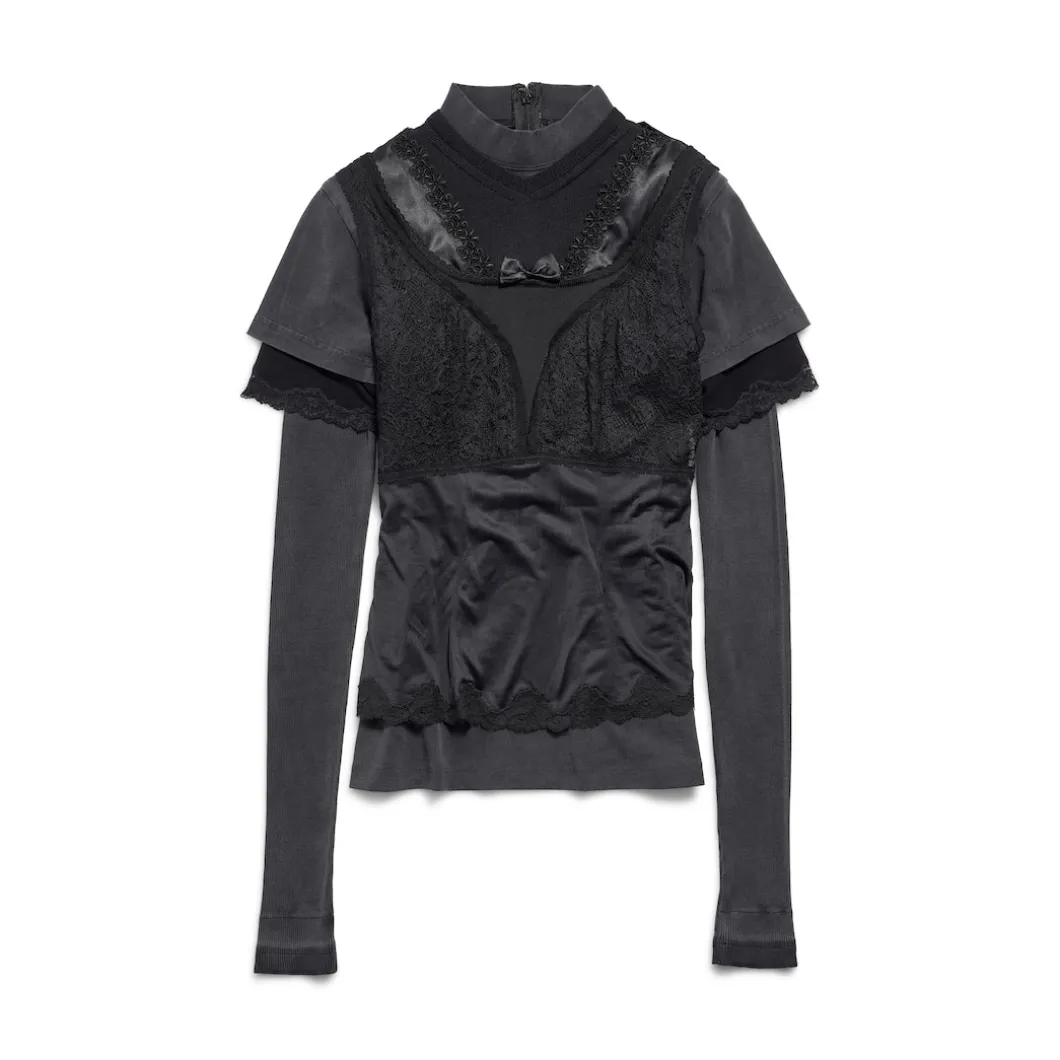 Women's Layered Top in Black
