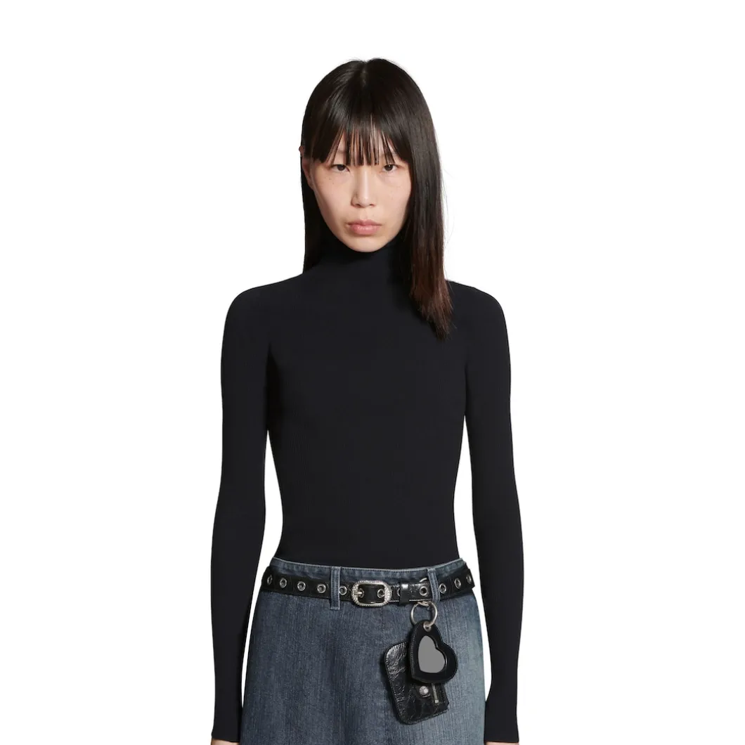 Women's Le Cagole Charms Belt With Rhinestones in Black
