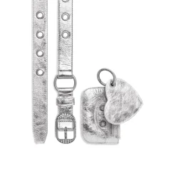 Women's Le Cagole Charms Belt Metallized With Rhinestones in Silver