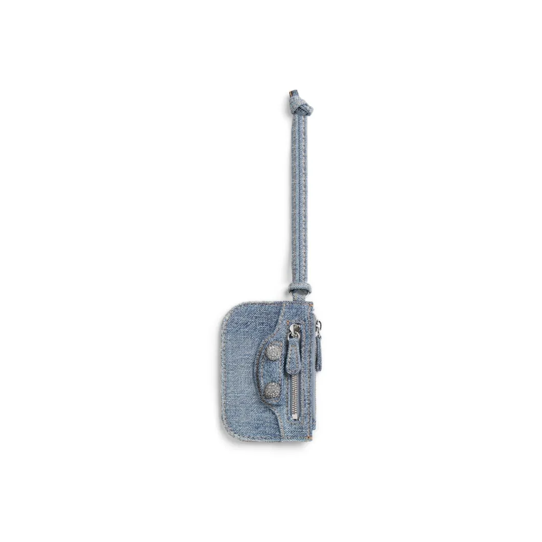 Women's Le Cagole Coin Purse Denim With Rhinestones in Blue