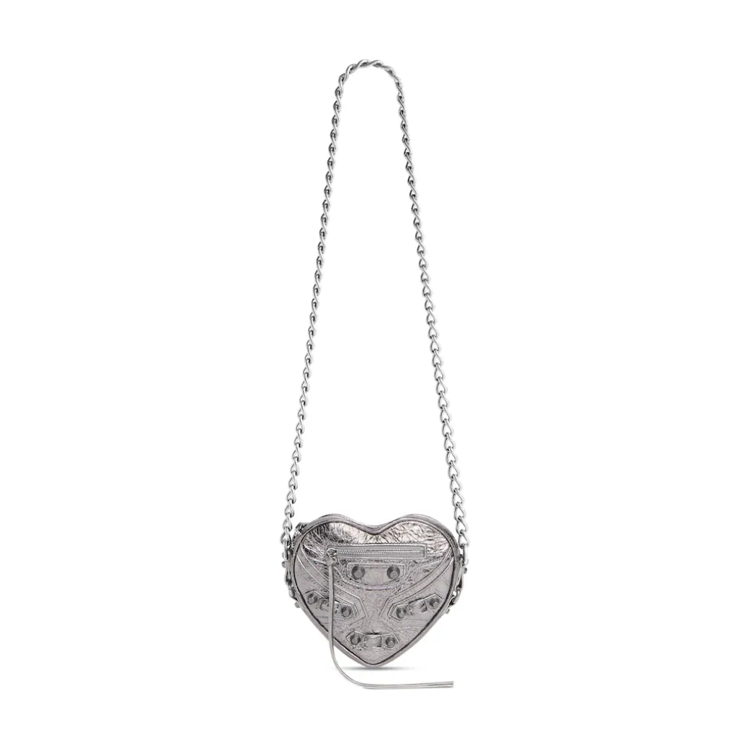 Women's Le Cagole Heart Mini Bag Metallized in Silver