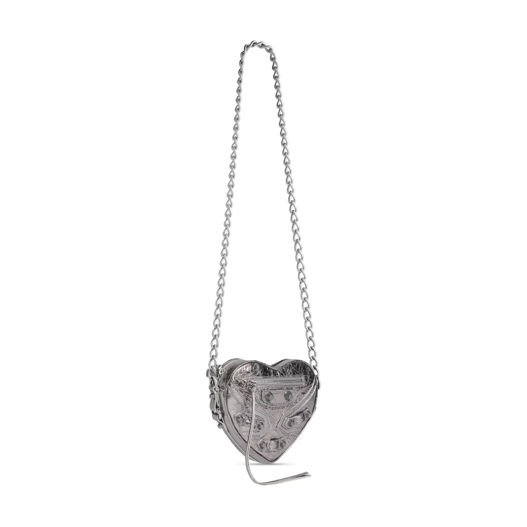 Women's Le Cagole Heart Mini Bag Metallized in Silver