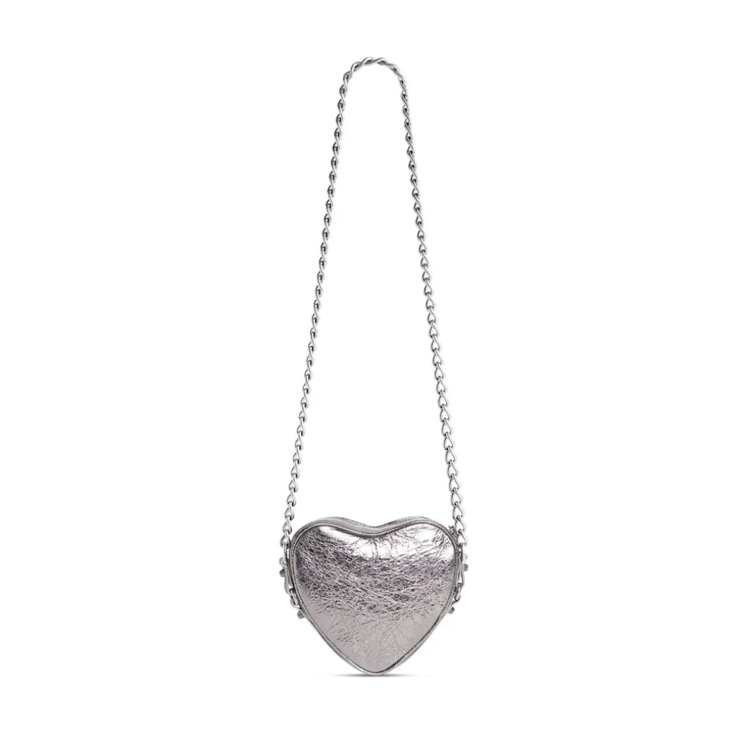 Women's Le Cagole Heart Mini Bag Metallized in Silver