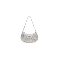 Women's Le Cagole Mini Bag With Chain And Rhinestones in Grey