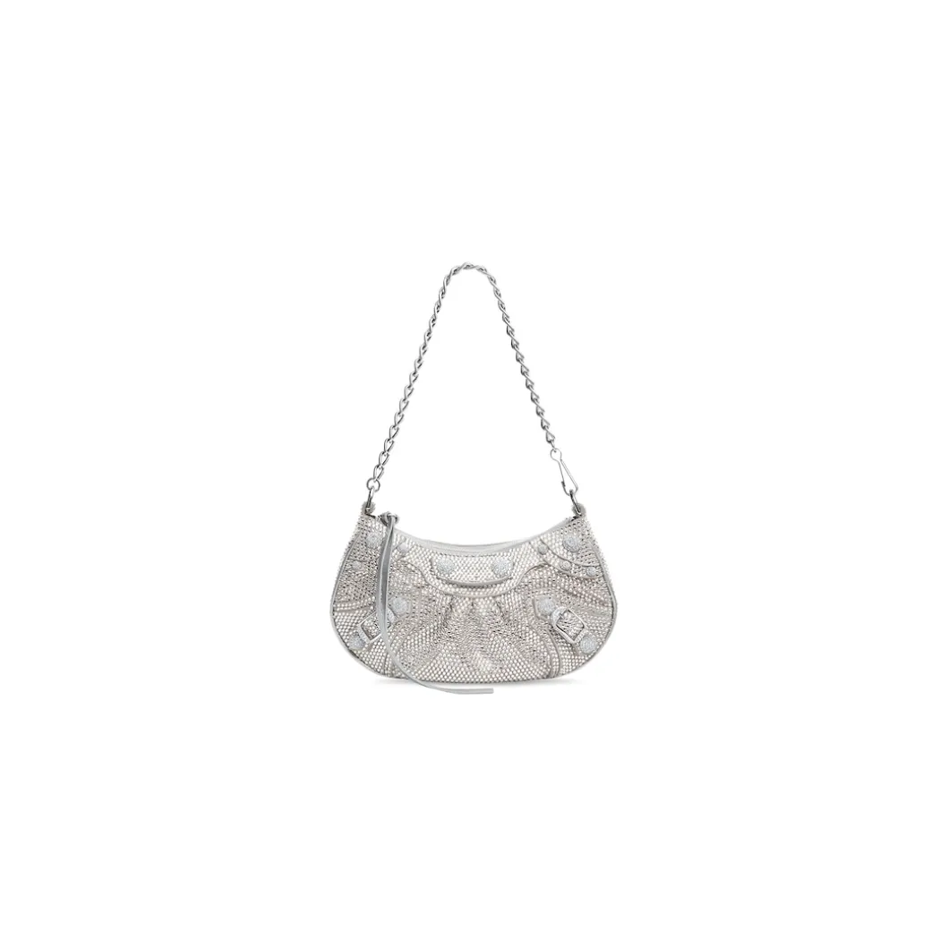 Women's Le Cagole Mini Bag With Chain And Rhinestones in Grey