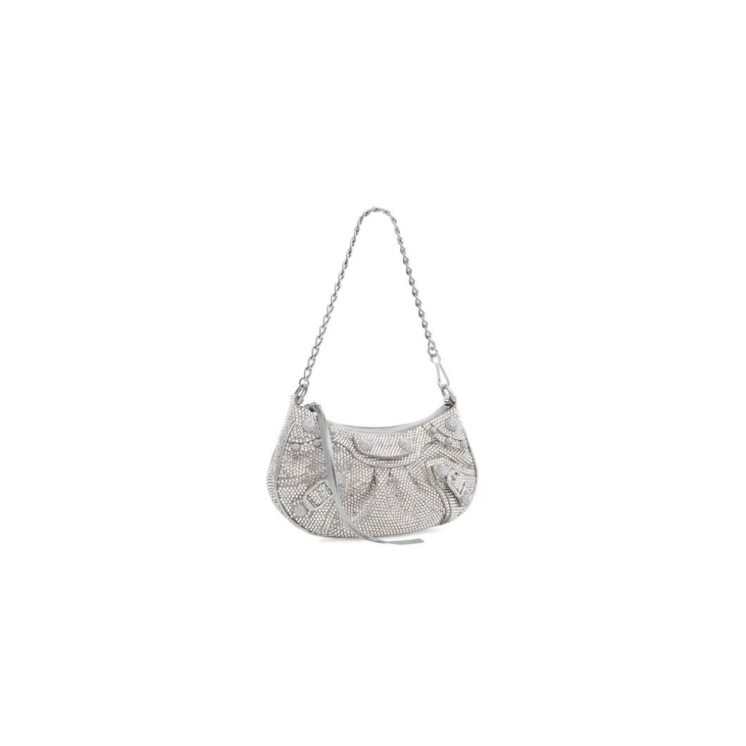 Women's Le Cagole Mini Bag With Chain And Rhinestones in Grey