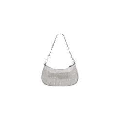 Women's Le Cagole Mini Bag With Chain And Rhinestones in Grey