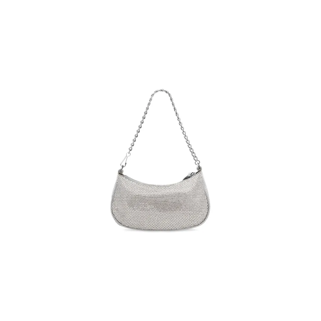 Women's Le Cagole Mini Bag With Chain And Rhinestones in Grey