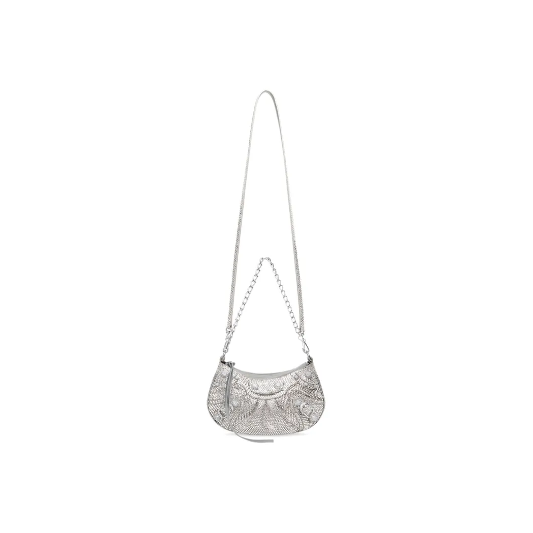 Women's Le Cagole Mini Bag With Chain And Rhinestones in Grey
