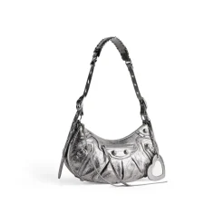 Women's Le Cagole Small Shoulder Bag Metallized in Silver