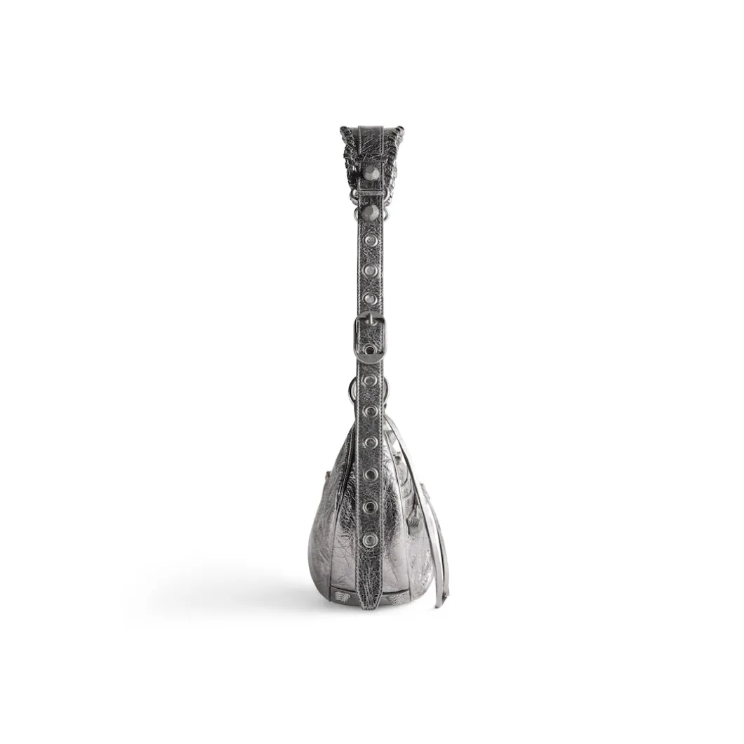 Women's Le Cagole Small Shoulder Bag Metallized in Silver