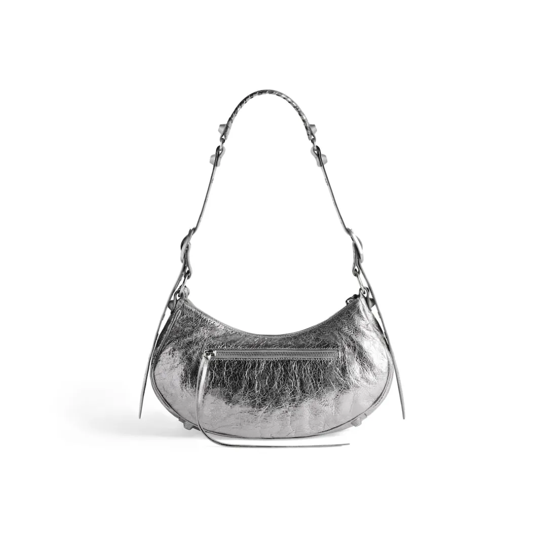 Women's Le Cagole Small Shoulder Bag Metallized in Silver