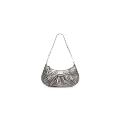 Women's Le Cagole Small Shoulder Bag Metallized in Silver