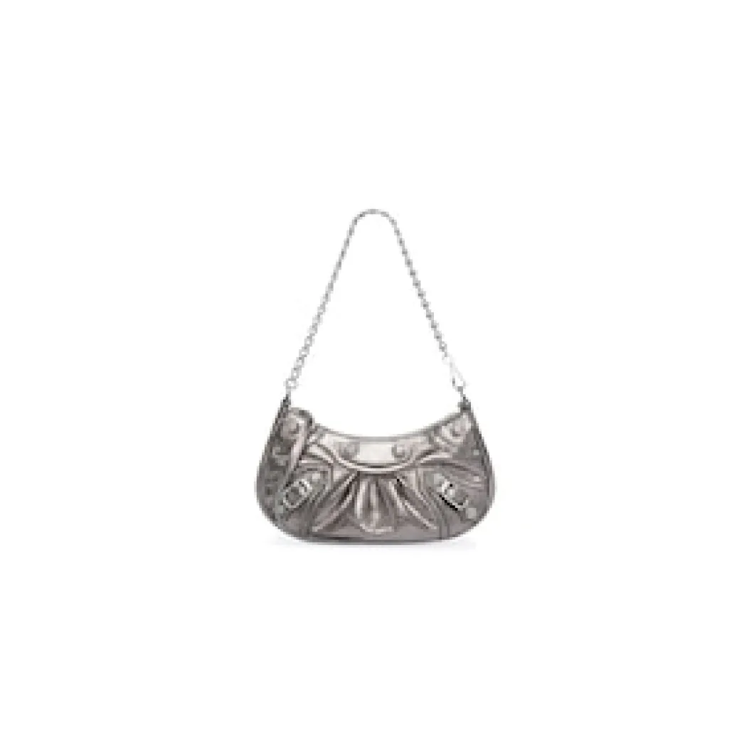 Women's Le Cagole Small Shoulder Bag Metallized in Silver