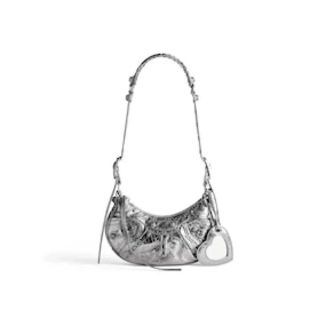 Women's Le Cagole Small Shoulder Bag Metallized in Silver