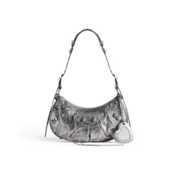 Women's Le Cagole Small Shoulder Bag Metallized in Silver