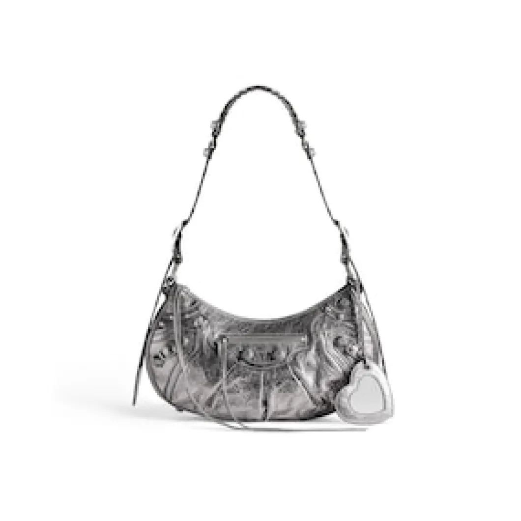 Women's Le Cagole Small Shoulder Bag Metallized in Silver