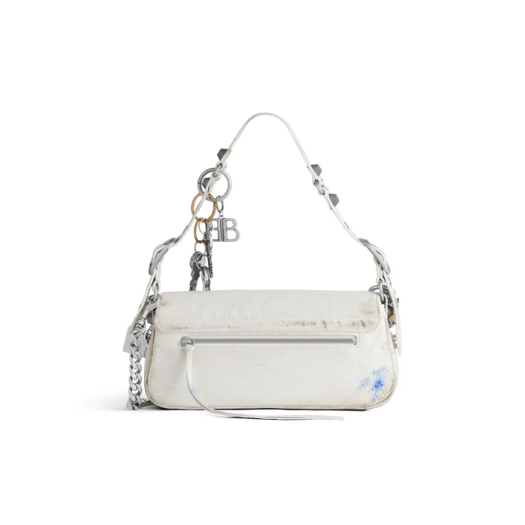 Women's Le Cagole Small Sling Bag Used Effect With Charms in White