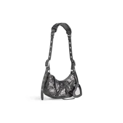 Women's Le Cagole Xs Shoulder Bag Metallized in Dark Grey