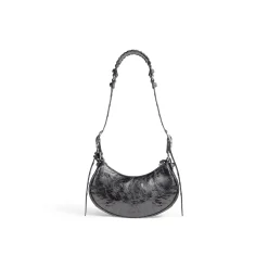 Women's Le Cagole Xs Shoulder Bag Metallized in Dark Grey