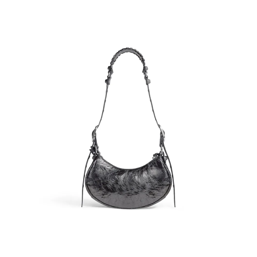 Women's Le Cagole Xs Shoulder Bag Metallized in Dark Grey