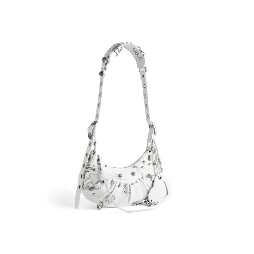 Women's Le Cagole Xs Shoulder Bag With Piercings in Optic White