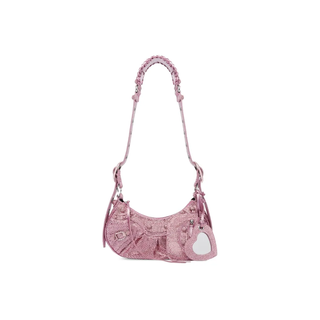Women's Le Cagole Xs Shoulder Bag With Rhinestones in Pink