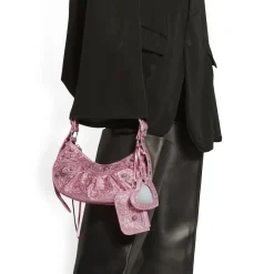 Women's Le Cagole Xs Shoulder Bag With Rhinestones in Pink