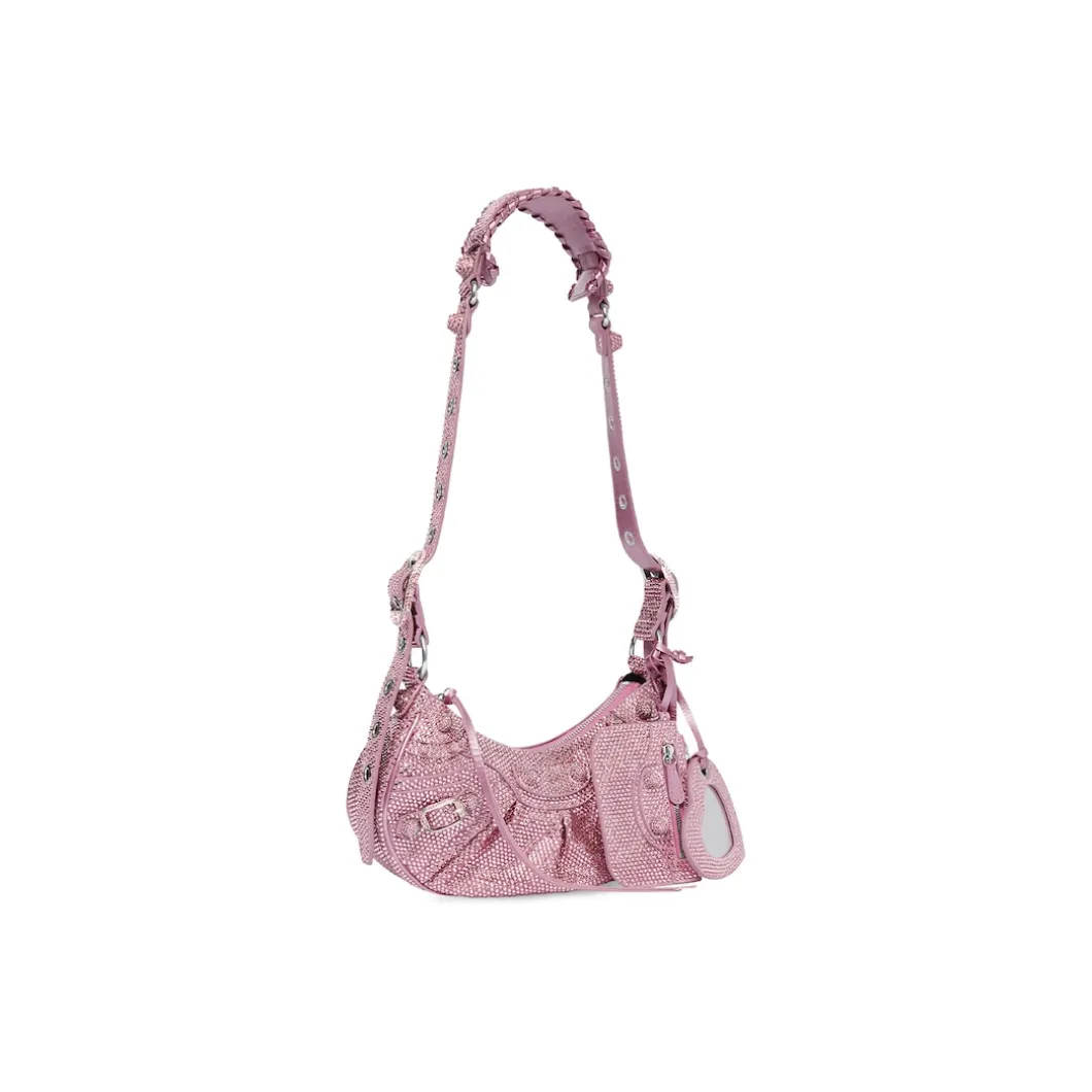 Women's Le Cagole Xs Shoulder Bag With Rhinestones in Pink