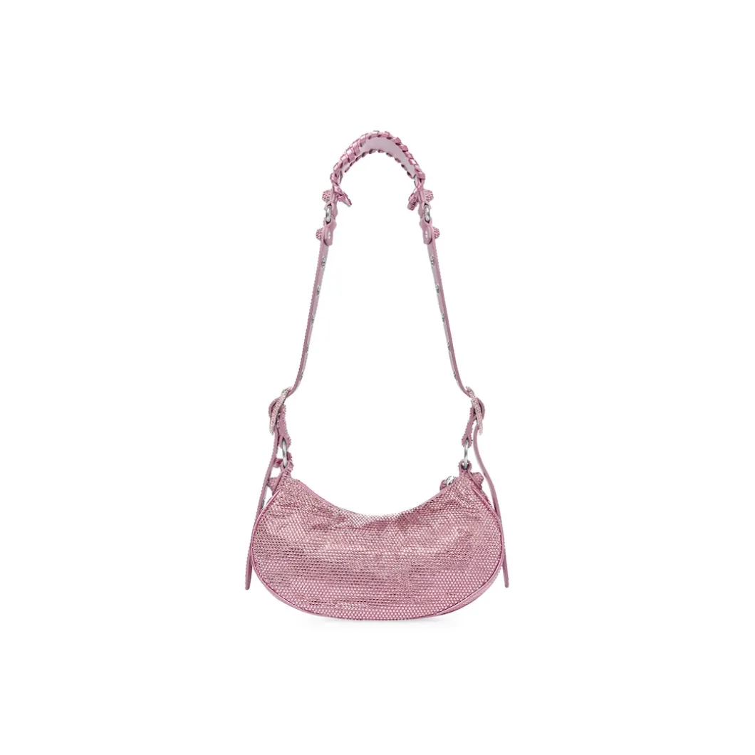 Women's Le Cagole Xs Shoulder Bag With Rhinestones in Pink