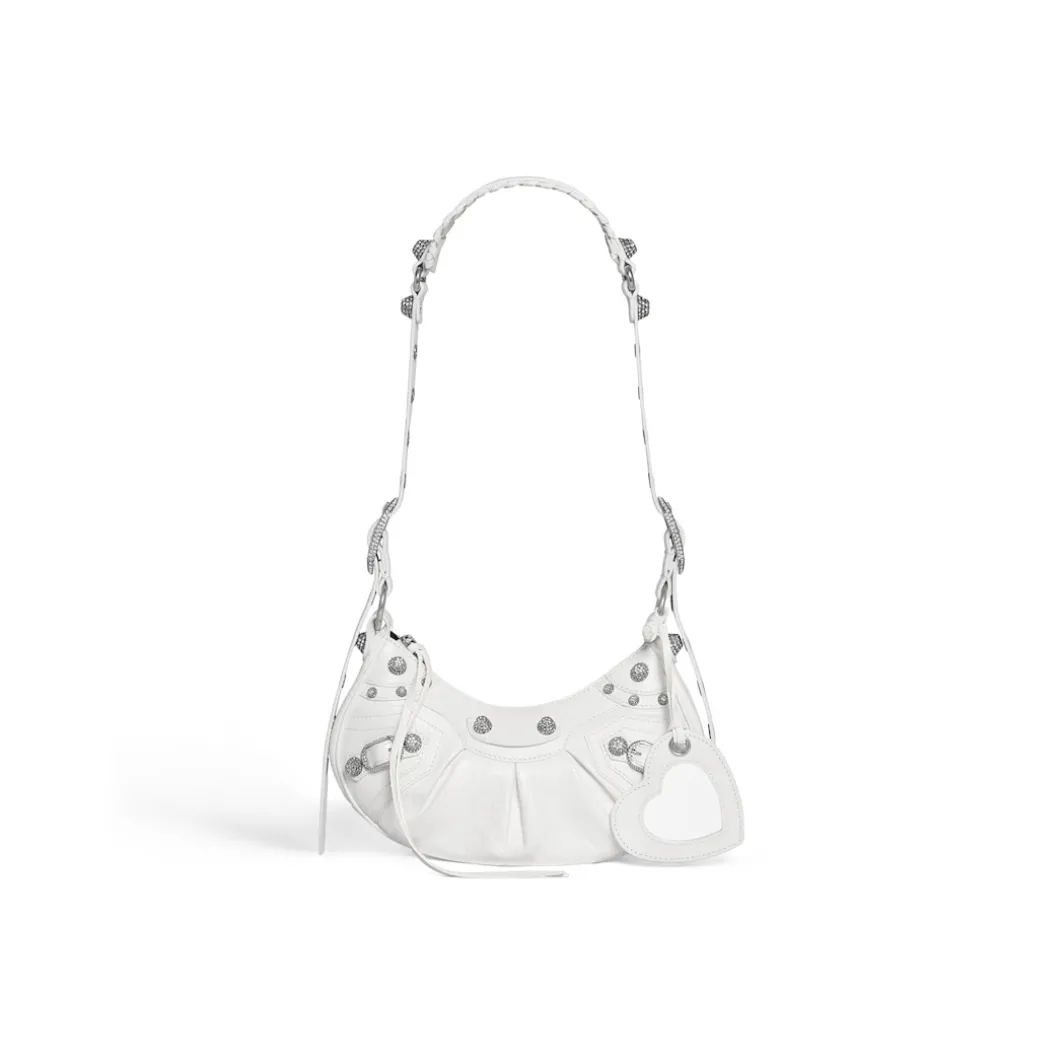 Women's Le Cagole Xs Shoulder Bag With Rhinestones in White