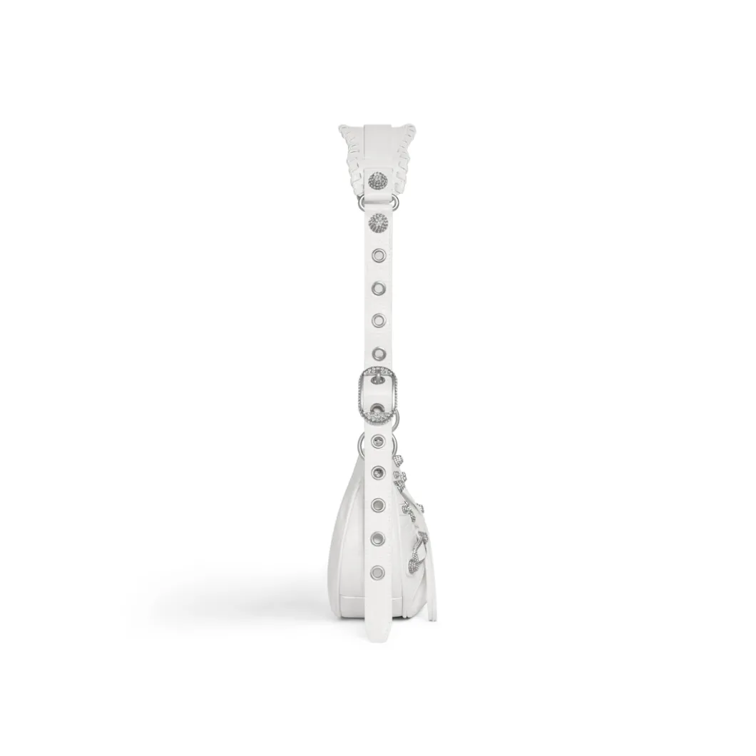 Women's Le Cagole Xs Shoulder Bag With Rhinestones in White