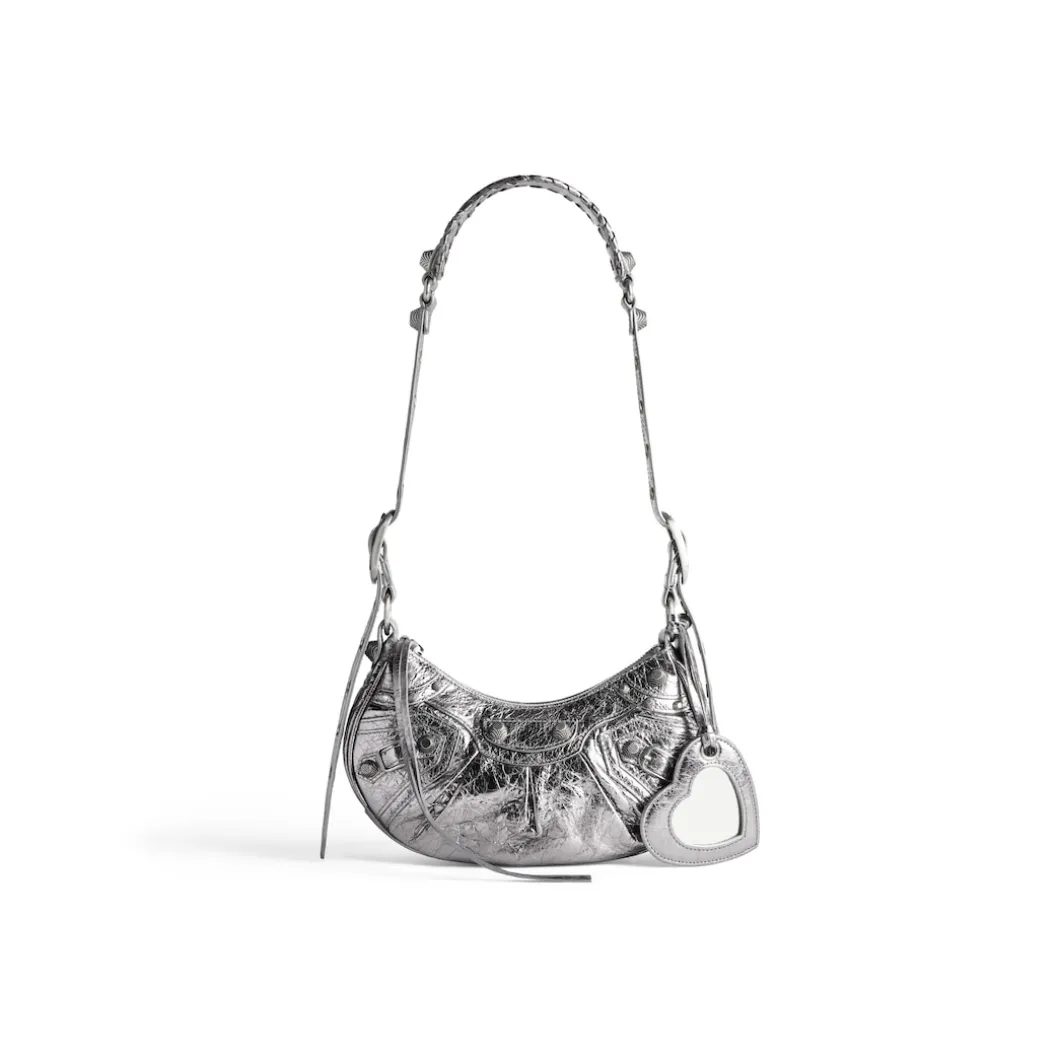Women's Le Cagole Xs Shoulder Bag Metallized in Silver