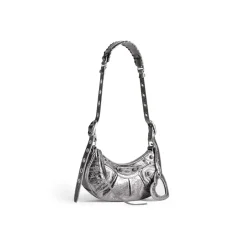 Women's Le Cagole Xs Shoulder Bag Metallized in Silver