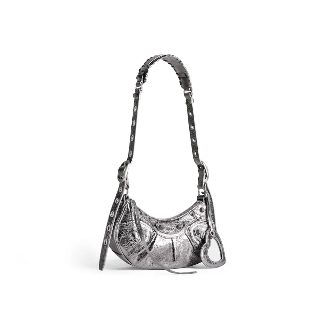 Women's Le Cagole Xs Shoulder Bag Metallized in Silver