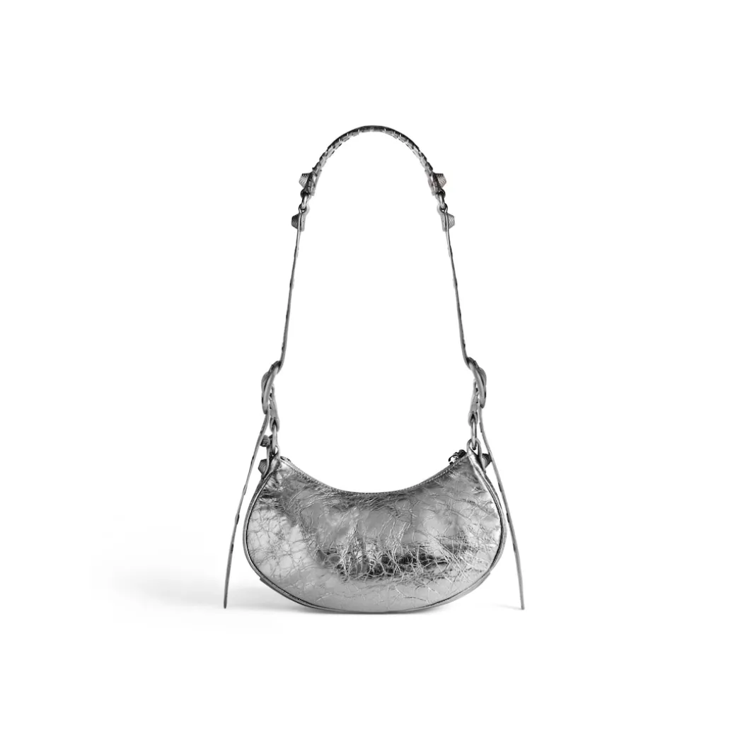 Women's Le Cagole Xs Shoulder Bag Metallized in Silver