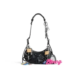 Women's Le Cagole Xs Shoulder Bag Used Effect With Charms  in Black