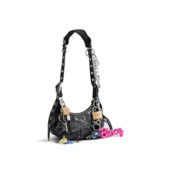 Women's Le Cagole Xs Shoulder Bag Used Effect With Charms  in Black