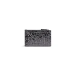 Women's Le City Long Coin And Card Holder Metallized  in Steel Grey