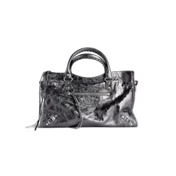 Women's Le City Medium Bag Metallized in Steel Grey