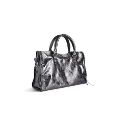 Women's Le City Medium Bag Metallized in Steel Grey