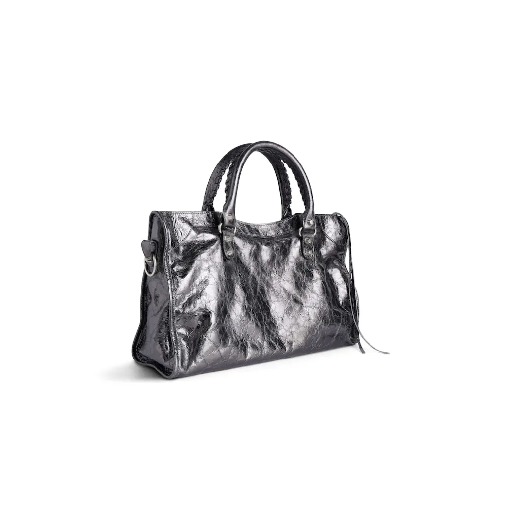 Women's Le City Medium Bag Metallized in Steel Grey
