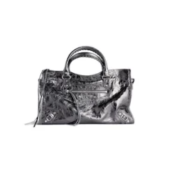 Women's Le City Medium Bag Metallized in Steel Grey