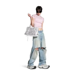 Women's Le City Medium Bag Metallized in Silver