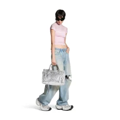 Women's Le City Medium Bag Metallized in Silver