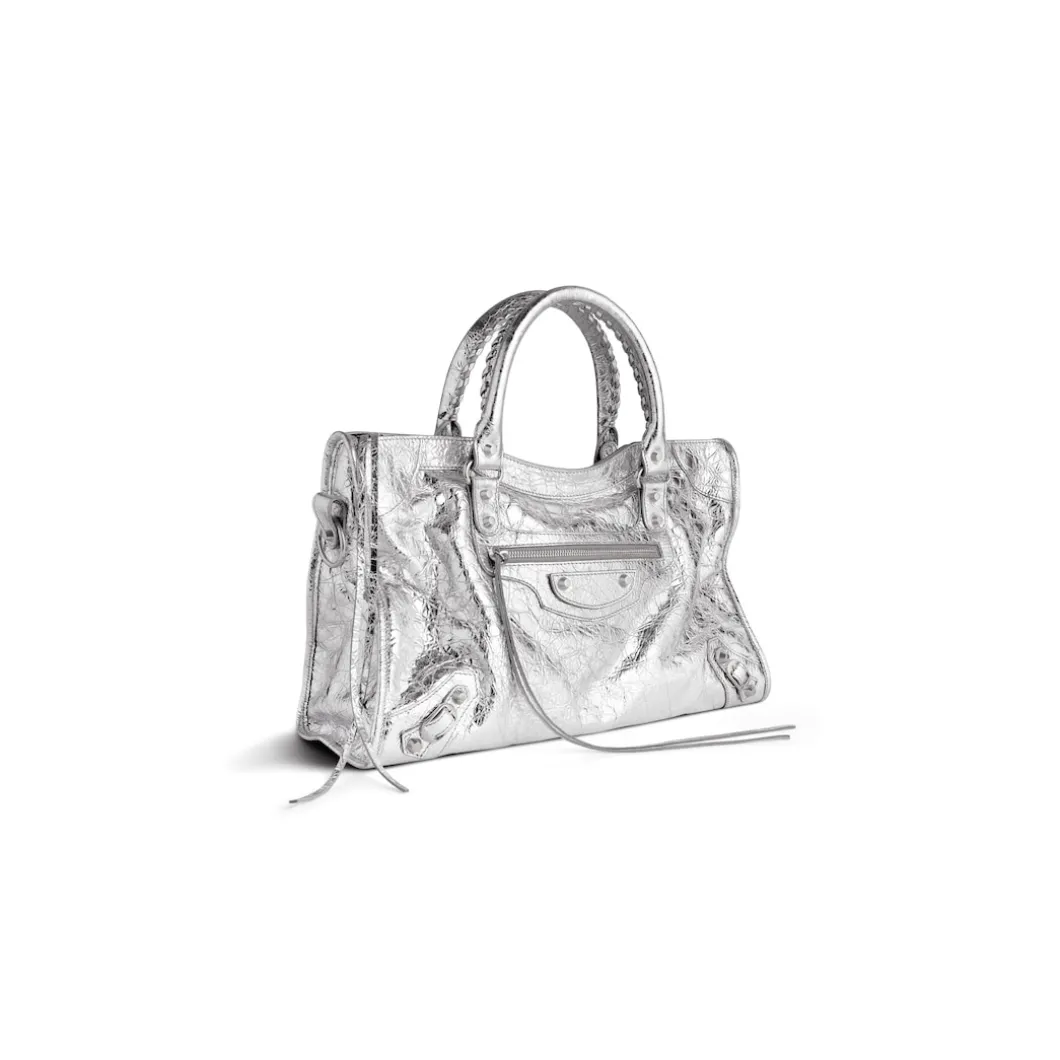Women's Le City Medium Bag Metallized in Silver