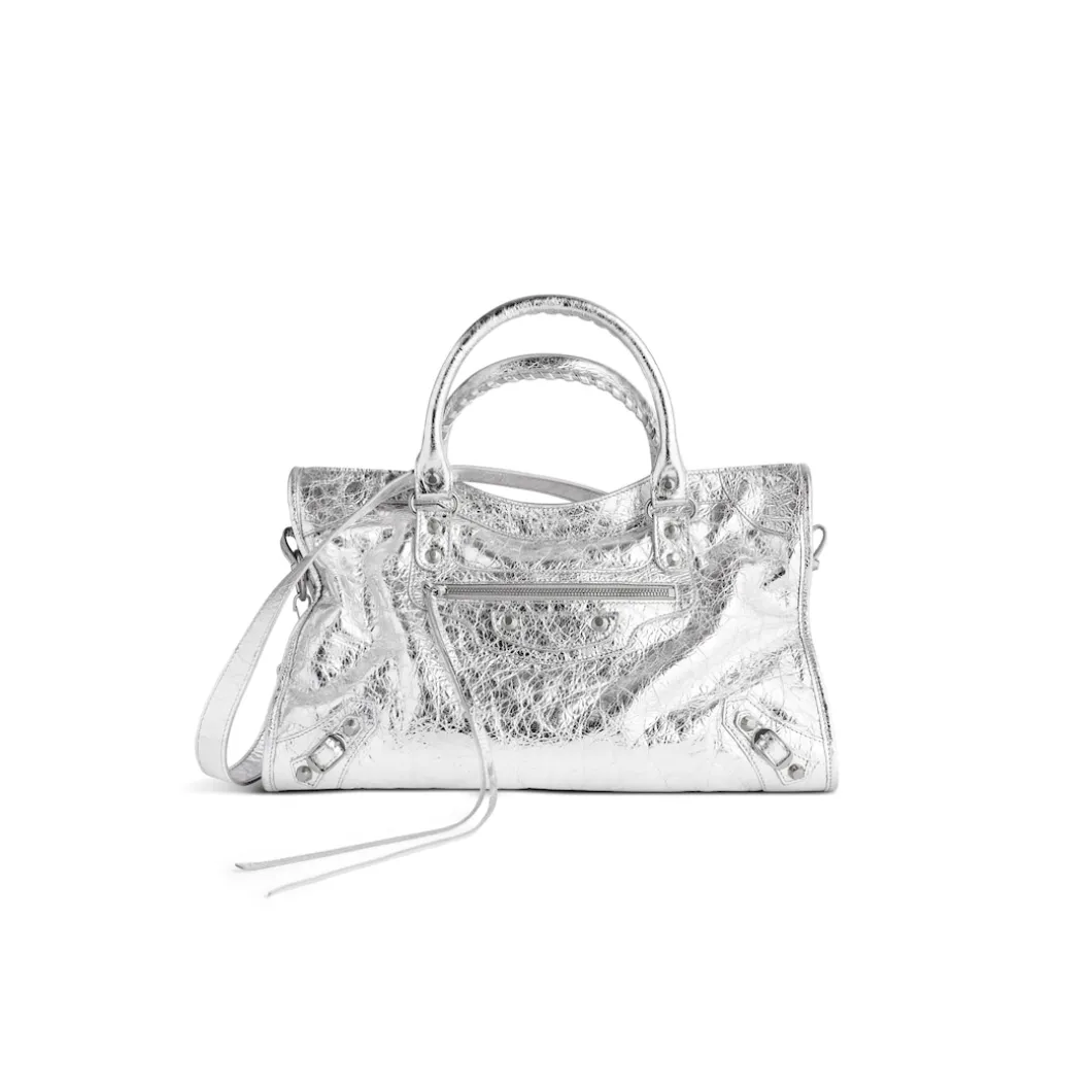 Women's Le City Medium Bag Metallized in Silver