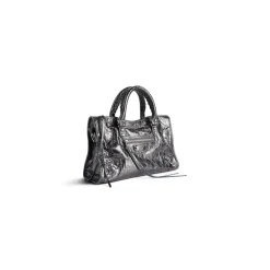 Women's Le City Small Bag Metallized in Steel Grey