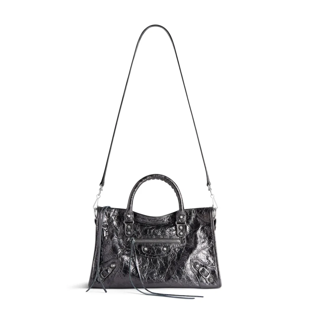 Women's Le City Small Bag Metallized in Steel Grey